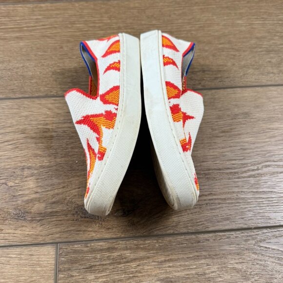 Rothys Kids Sz 2  flame sneakers white machine washable Style 007-107 Slip-On - Picture 4 of 8